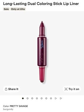 Fwee long lasting dual coloring stick lip liner Pretty Savage burgundy NWT